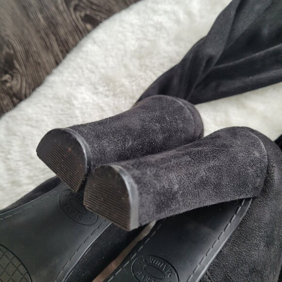 Steve Madden | Gleemer Over The Knee Lace Up Boots in Black Vegan Suede - Picture 5 of 15